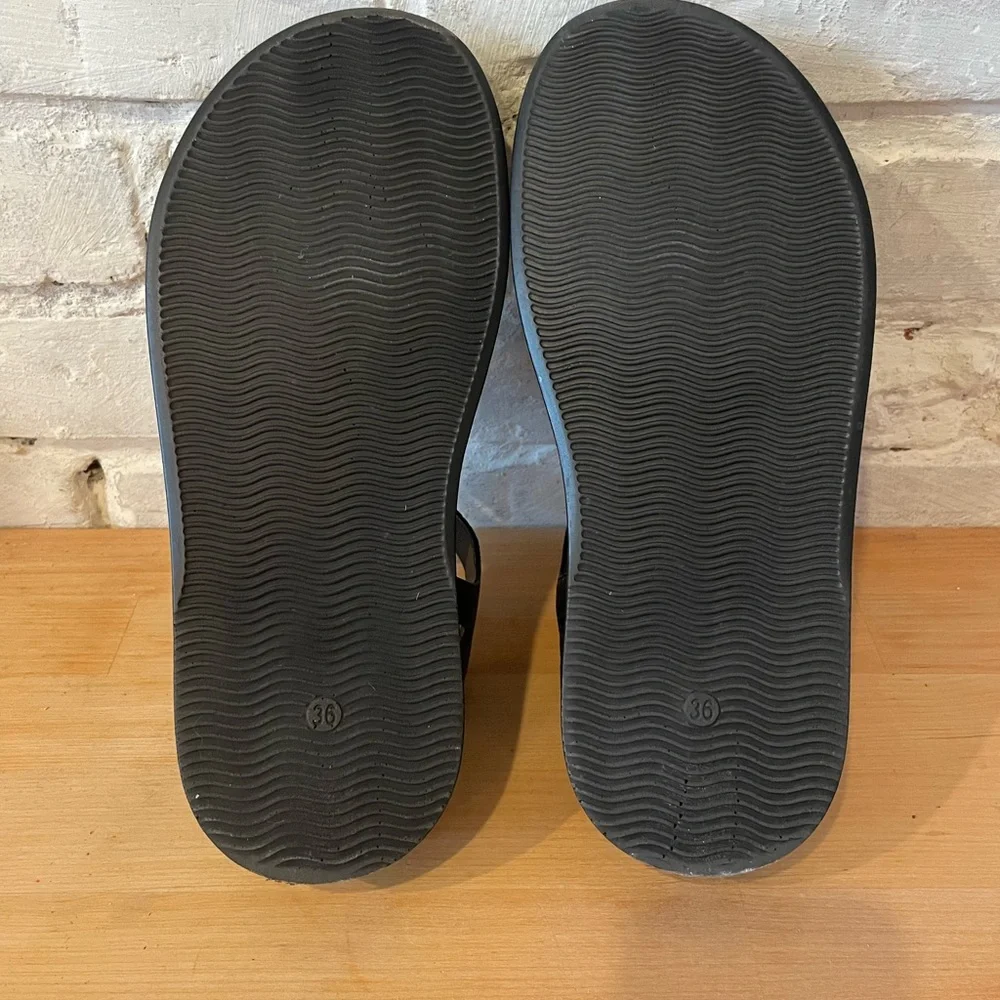 By Anthropologie Black Leather Fisherman Flats 36 - Picture 7 of 9